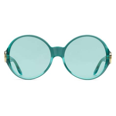 gucci retro sunglasses blue|Gucci 55mm round sunglasses.